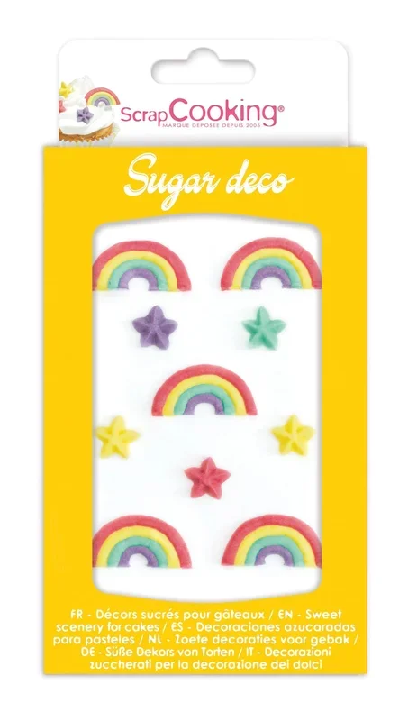 10 Stk. Zucker Deko Regenbogen und Sternen
