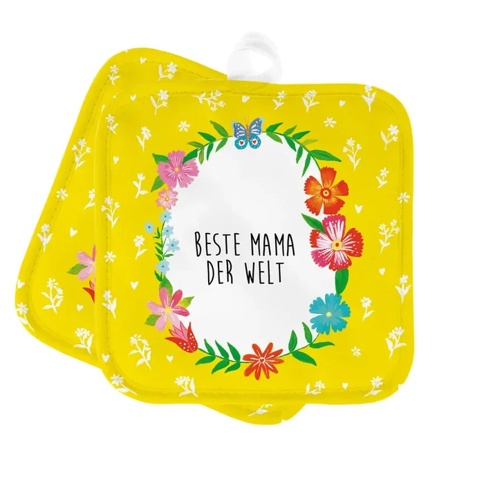 2er Set Topflappen Design Frame Happy Girls Mama