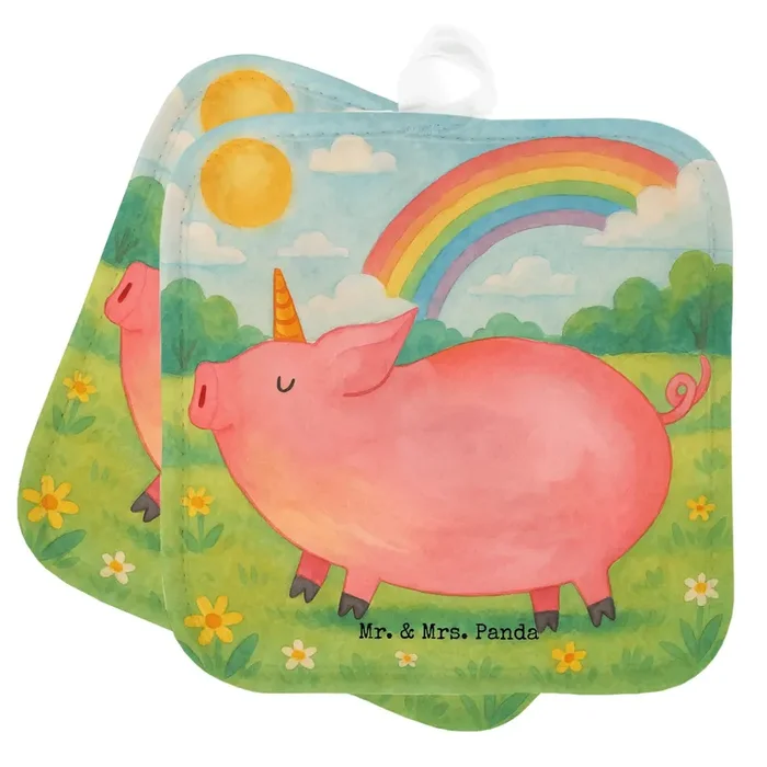 2er Set Topflappen Einhorn Schwein Design