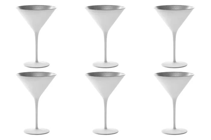 6er Set Elements Cocktailschale 240ml weiss/silber