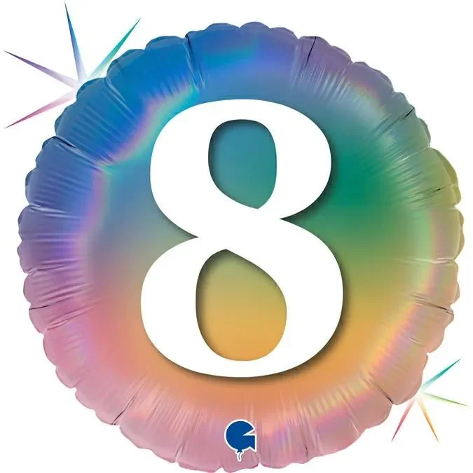 ABC18 Folienballon „Happy 8 Colourful Rainbow “ | Ø 45 cm