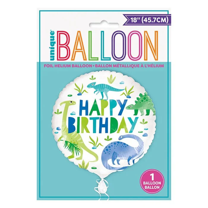 ABC18 Folienballon „Happy Birthday “ Dino | Ø 45 cm