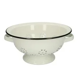Abtropfsieb, Emaille, schwarz/weiß, Ø 24 cm