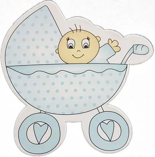 Baby Boys Deko Karton mit Babywagen