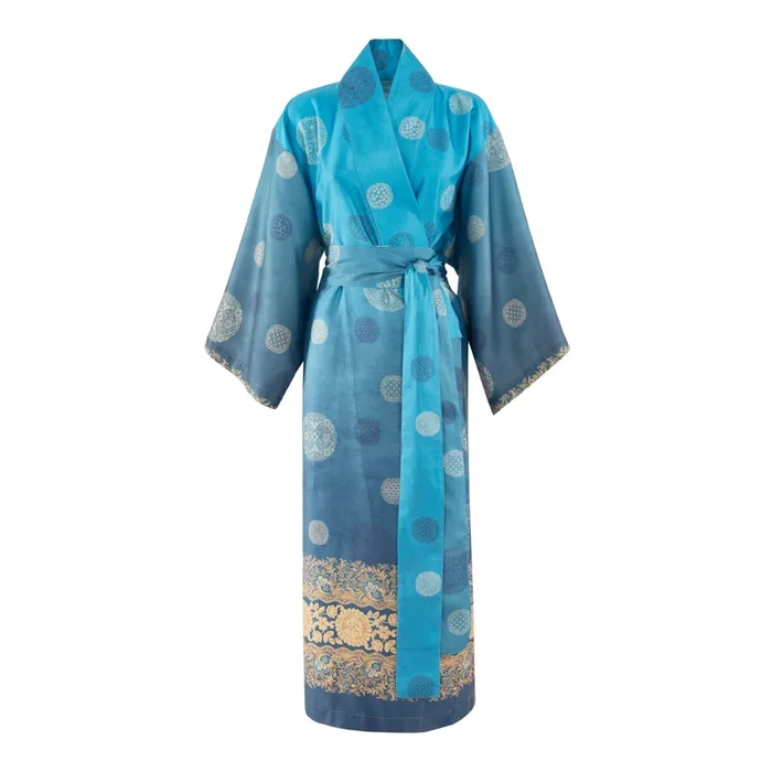 Bassetti KIMONO PALLAVICINO BLAU 100% reiner Baumwollsatin Lizens/Zertifikat:OEKO-TEX S-M florales Muster *9329993 HW 2024 Neuheiten