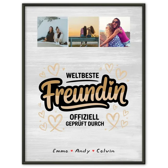 Beste Freundin Poster Fotocollage Weltbeste Freundin Offiziell Geprüft Durch personalisiertes Geschenk