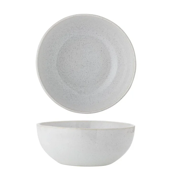 Bloomingville Addison Schüssel 22 cm Servierschale Salatschüssel Weiss Steingut Keramik