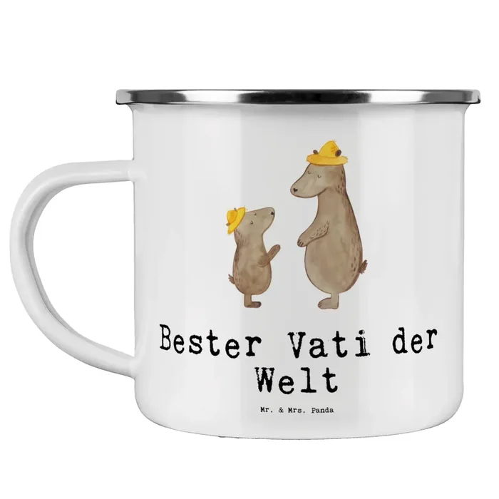 Camping Emaille Tasse Bär Bester Vati der Welt