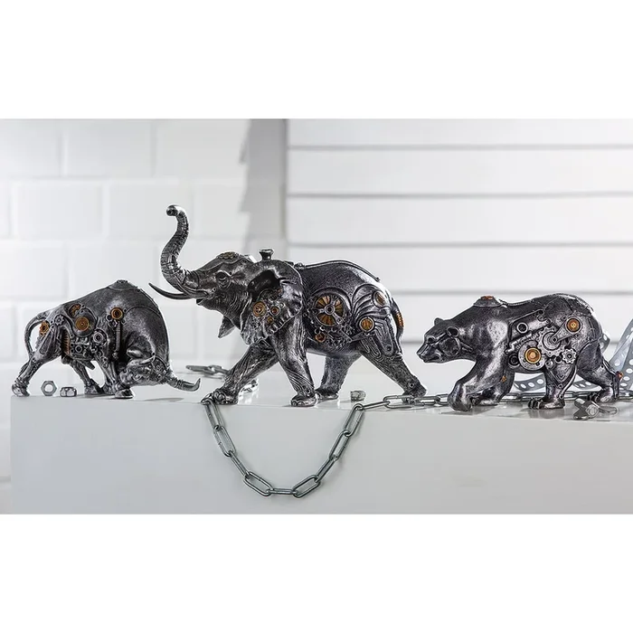 Casablanca Figur, Bär, „Steampunk Bear“, Kunstharz, silberfarben, , L. 8 cm, B. 25 cm, H. 12 cm 37042