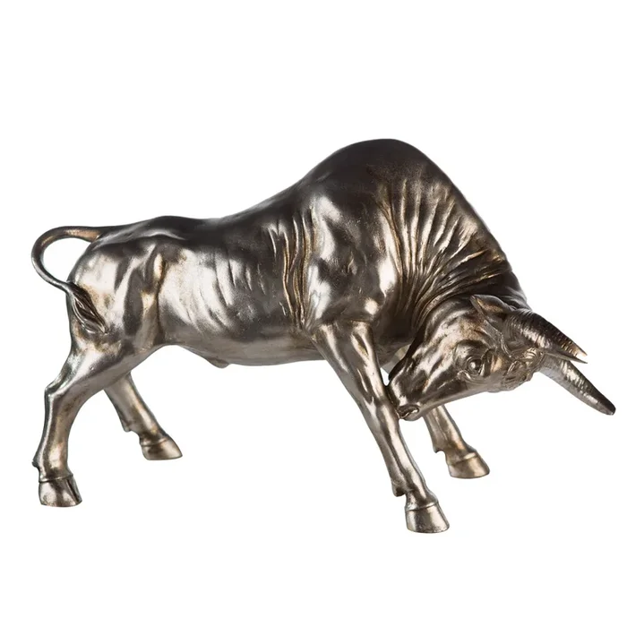 Casablanca Figur, Stier, „Stier“, Poly, silberfarben, , L. 17 cm, B. 45 cm, H. 27 cm 89156