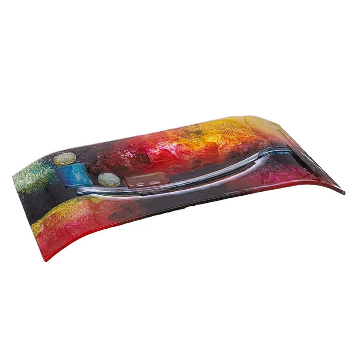 Casablanca Glasart, Schale, rechteckig, „Classico“, Glas, mehrfarbig, , L. 18,5 cm, B. 32 cm, H. 6,5 cm 52440