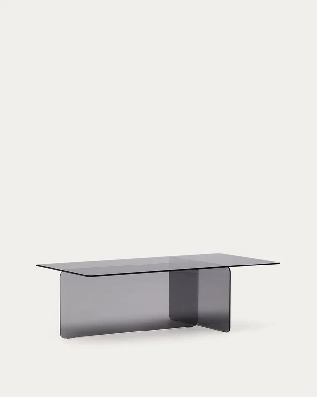 Couchtisch Zaren aus grauem gehärtetem Glas 120 x 60 cm