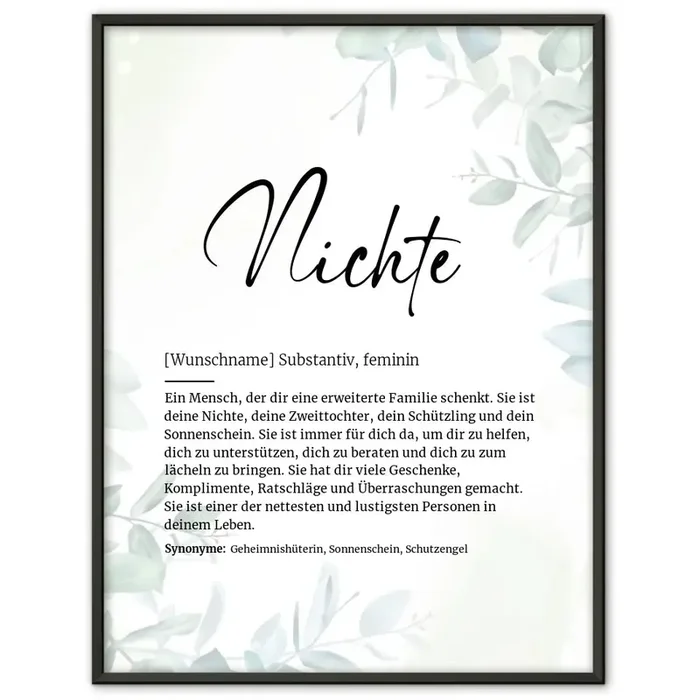 Definitionsposter Definition Nichte Mit Name