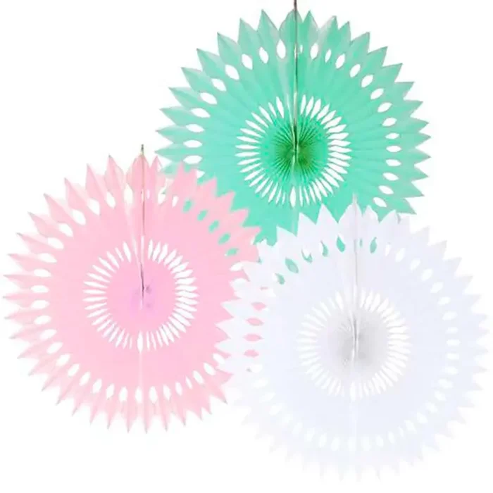Dekofächer weiß-mint-rosa 40cm