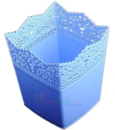 Dekoration Vase Aus Plastik Viereck Blau