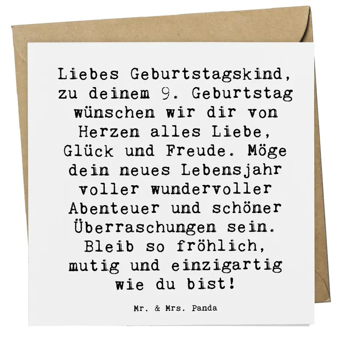 Deluxe Karte Spruch 9. Geburtstag Glück