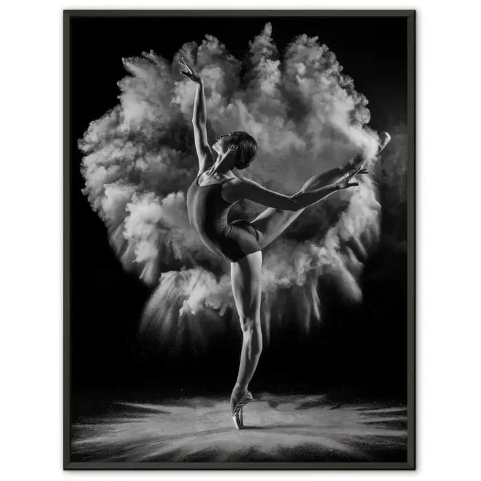Elegantes Ballett Poster mit dramatischer Tänzerin im Fokus