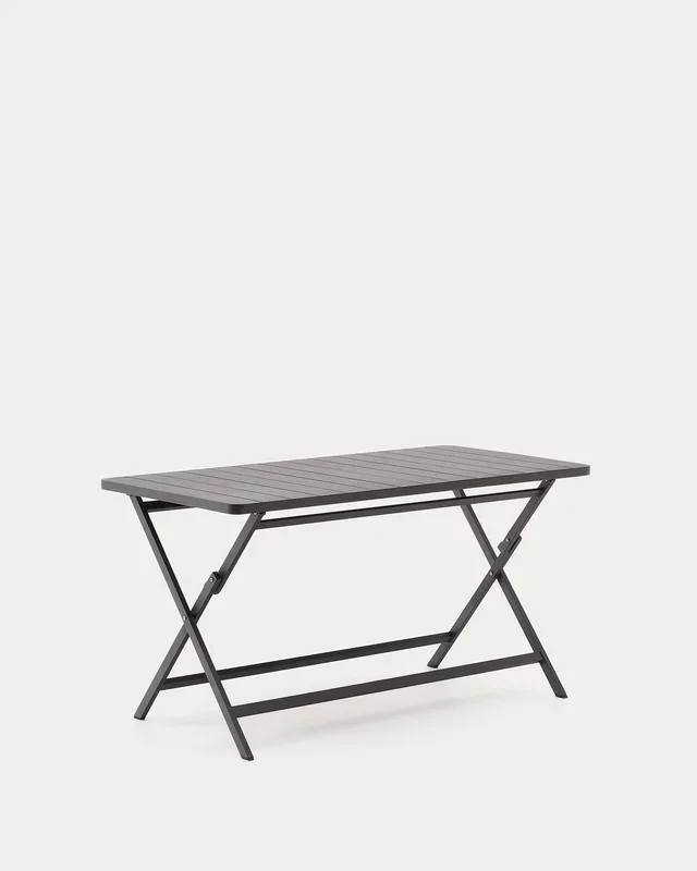 Faltbarer Gartentisch Torreta aus Aluminium mit dunkelgrauem Finish 140 x 70 cm
