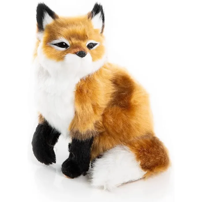 Fuchsfigur zum Hinstellen – braun weiß schwarz mit Kunstfell