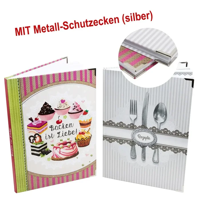 Geschenkset leeres Backbuch und Kochbuch DIN A4 für eigene Rezepte
