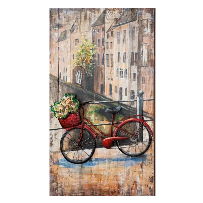 Gilde GILDE Gallery, Bild, rechteckig, „Blumenfahrrad“, Fahrradmotiv, Metall, mehrfarbig, VE 1, L. 6 cm, B. 70 cm, H. 120 cm 38210