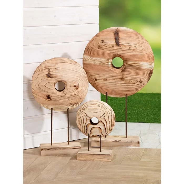 Gilde Standrelief, rund, „Taxon“, Holz, naturfarben, , L. 10 cm, B. 34 cm, H. 59 cm 51950/Abverkauf nur solange Vorrat reicht
