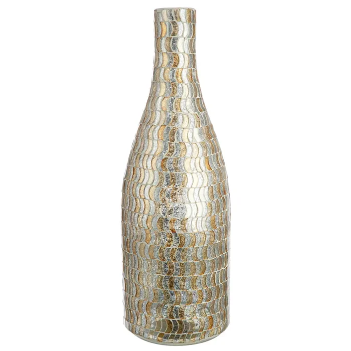 Gilde Vase, „Sanga“, graphisch, Glas, goldfarben, silberfarben, VE 2, H. 37 cm, D. 13 cm 59161