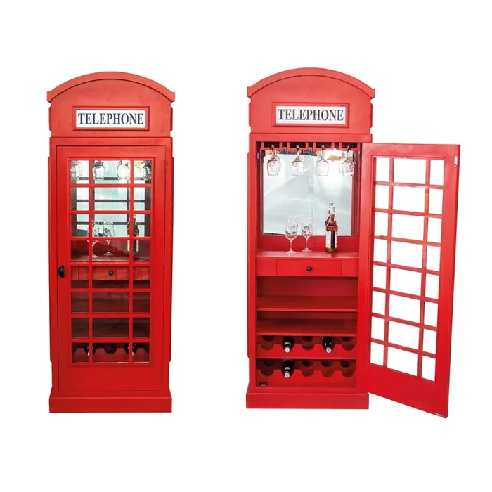 Gilde Weinregal, „Telefonzelle“, Mangoholz, rot, VE 1, L. 44 cm, B. 78 cm, H. 200 cm 68709