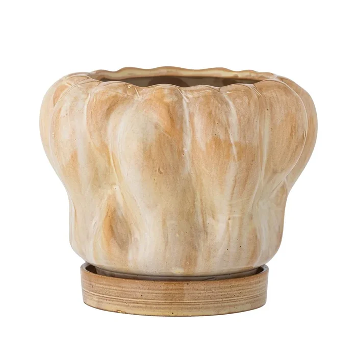 Hollis Blumentopf mit Untertasse, Natur, Steingut