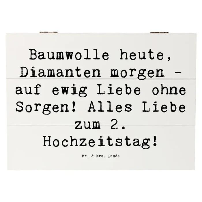 Holzkiste Spruch 2. Hochzeitstag Baumwollhochzeit