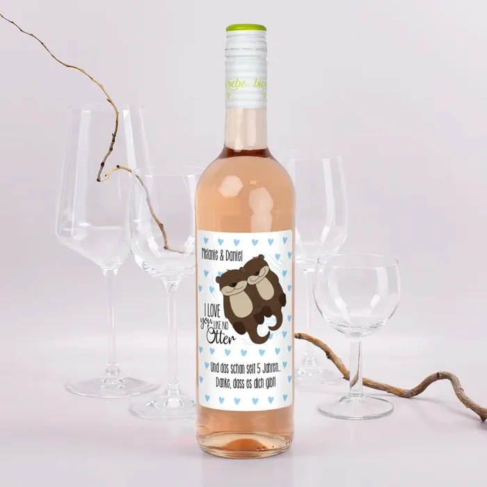 I love you like no Otter Weinflasche mit Namen und Wunschtext | Biorebe