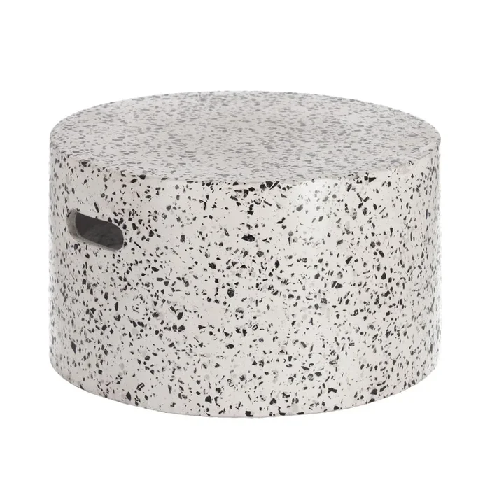 Jenell runder Outddor Couchtisch aus Terrazzo weiss Ø 52 cm