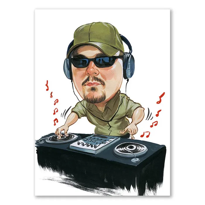 Karikatur vom Foto – DJ mit Musik (cdi259)