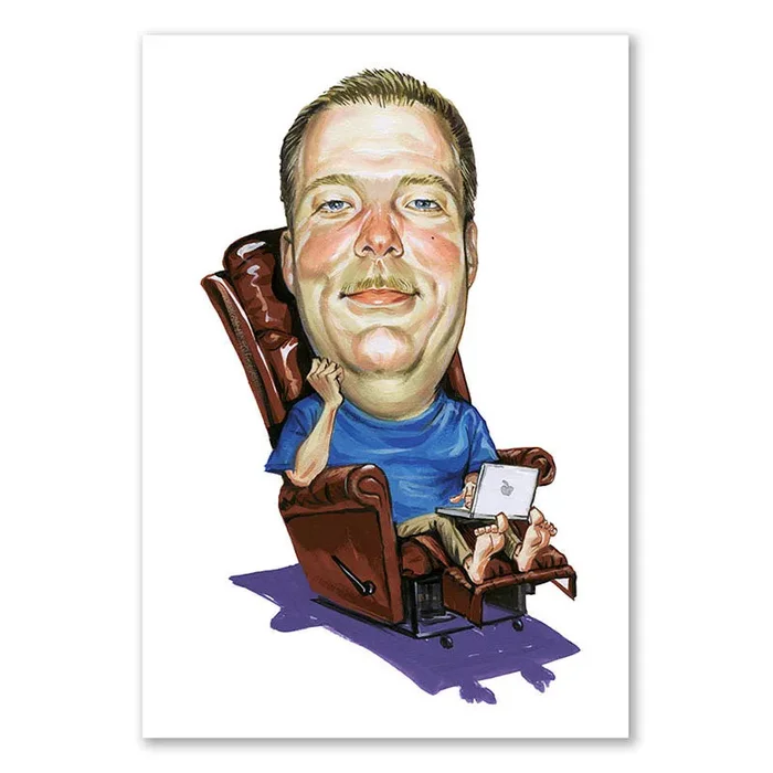Karikatur vom Foto – Gemütlich im Sessel (cdi207)