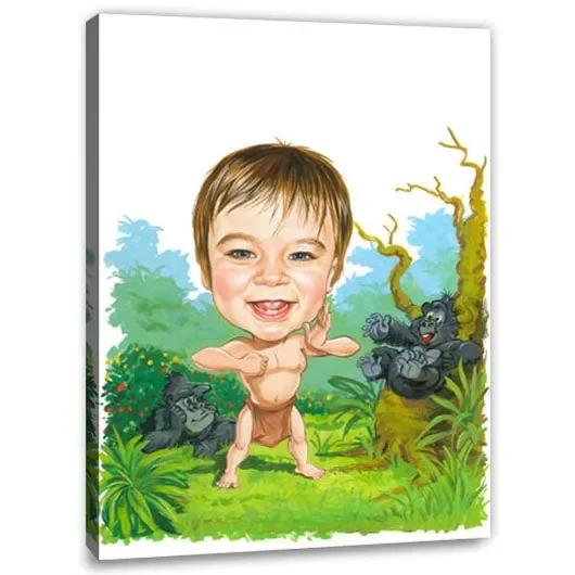 Karikatur vom Foto – Jungelkönig (cju137)