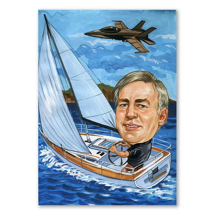 Karikatur vom Foto – Küstensegler (cdi349)