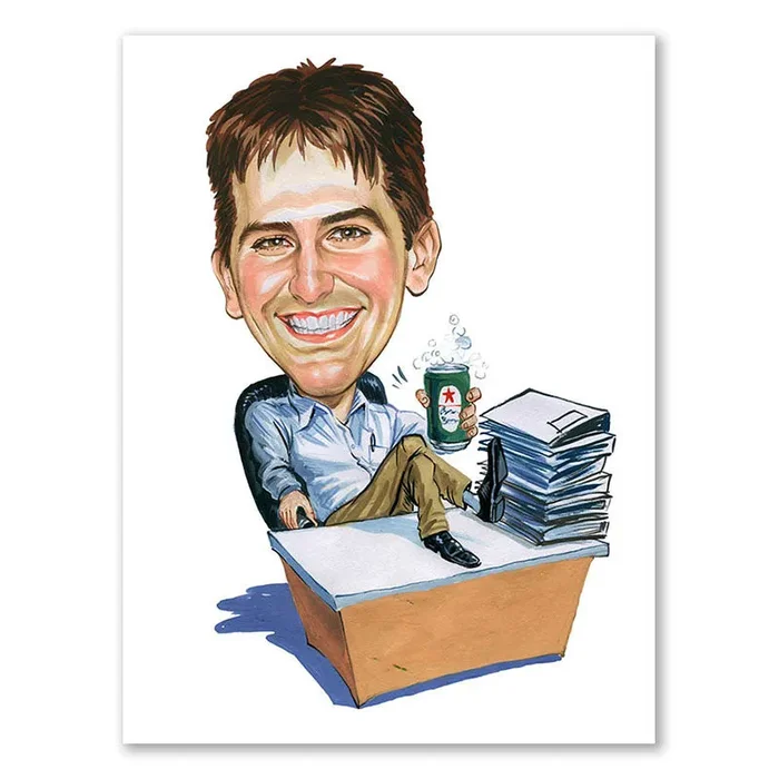 Karikatur vom Foto – Pause im Büro (cdi328)