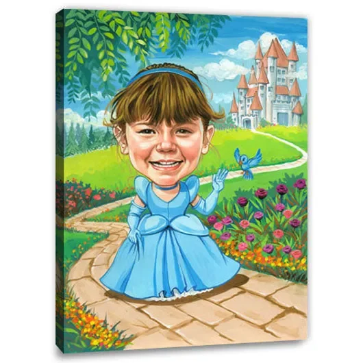 Karikatur vom Foto – Prinzessin in blau (cju147)