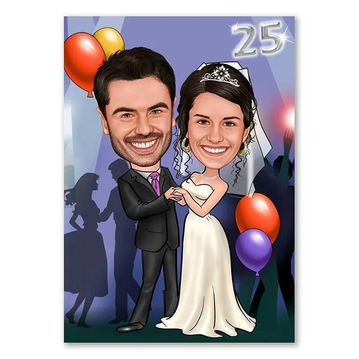 Karikatur vom Foto – Silberhochzeit (ca244)