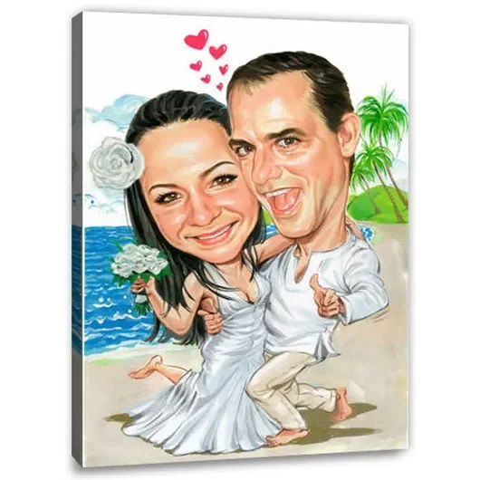 Karikatur vom Foto – Tropische Heirat (cju361)