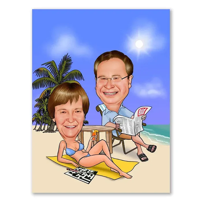 Karikatur vom Foto – Typischer Strand-Urlaub (ca945)