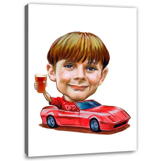 Karikatur zeichnen lassen – Autofahrer mit Bier (cdi501)