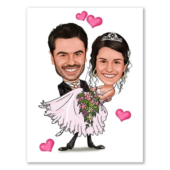 Karikatur zeichnen lassen – Hochzeitspaar in Pose (ca604)