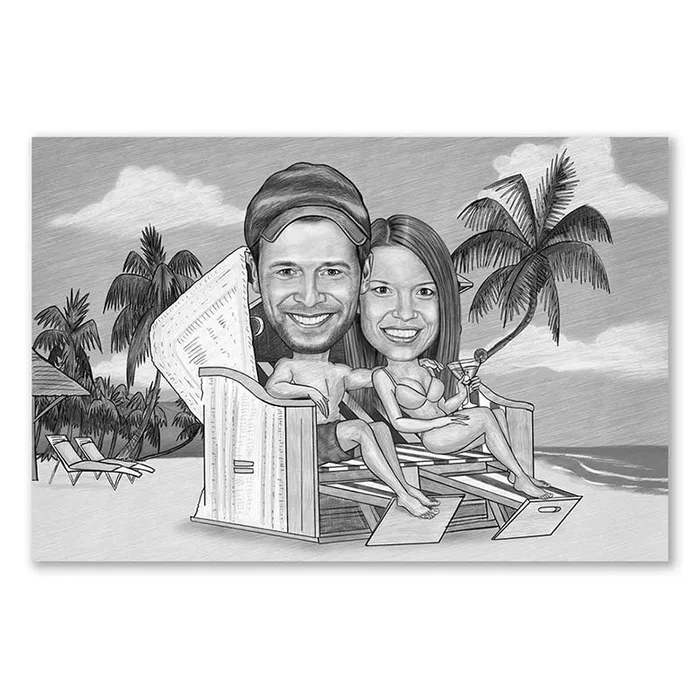 Karikatur zeichnen lassen – Paar im Strandkorb Zeichnung (ca287pen)