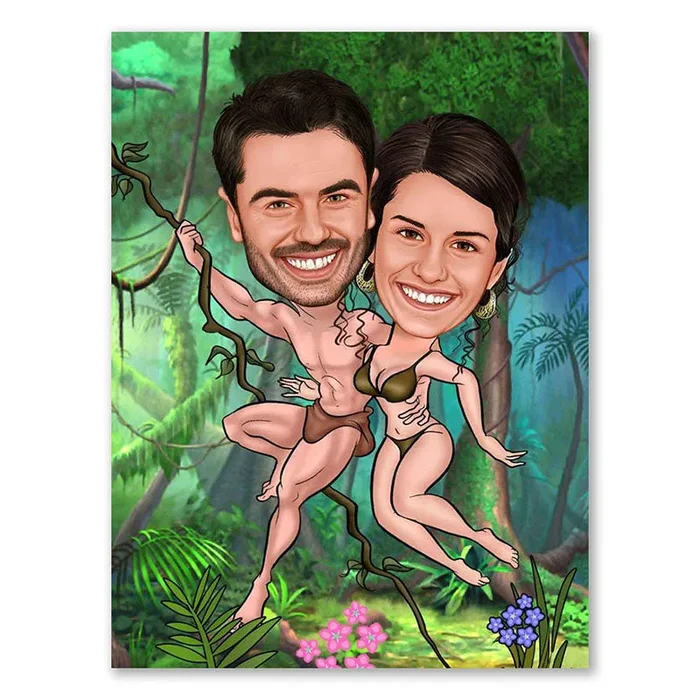 Karikatur zeichnen lassen – Tarzan und Jane (ca217)