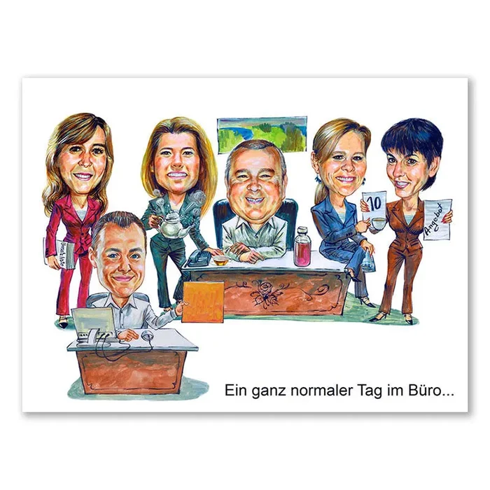 Karikatur zeichnen lassen – Team im Büro (ca2061)