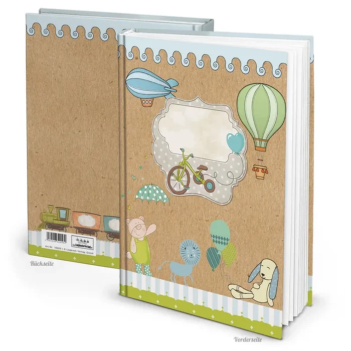 Kinderbuchtagebuch Babytagebuch DIN A4 zum Einschreiben – Motiv Teddybär und Löwe