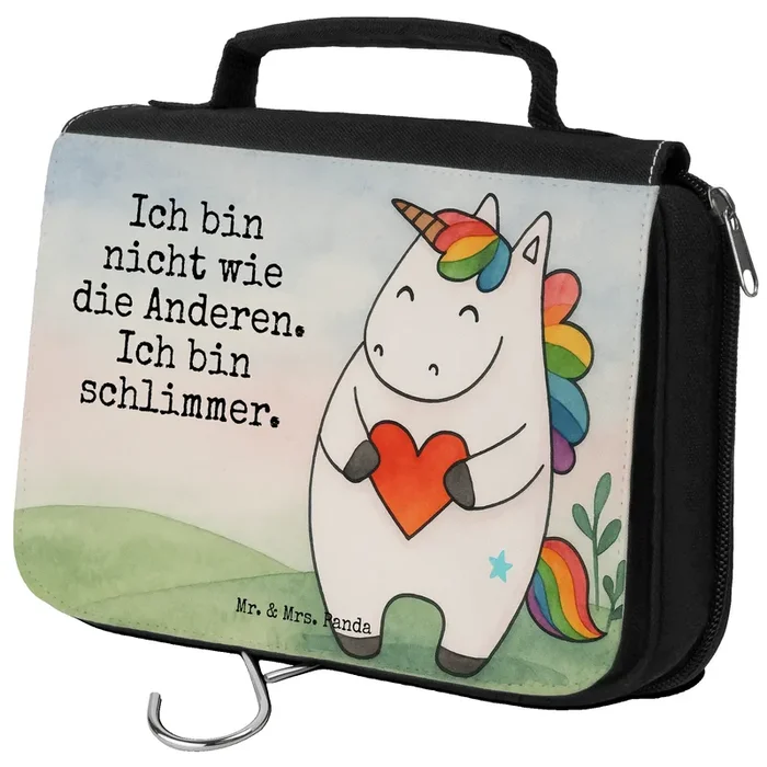 Kulturbeutel Einhorn Herz Design