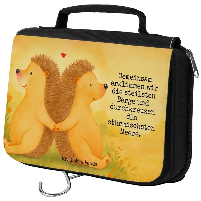Kulturbeutel Igel händchenhaltend Design