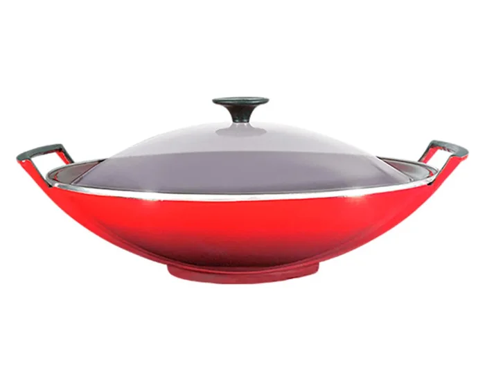 LE CREUSET Wok mit Glasdeckel kirschrot ø 36 cm